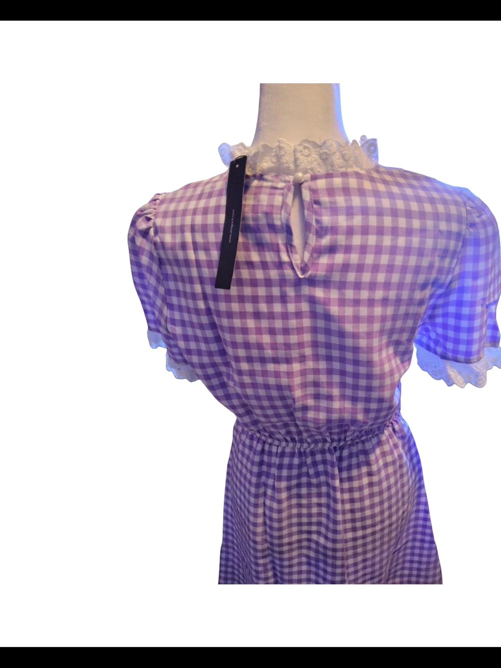 NWOT Size XS Allegra K Purple Gingham Short Sleeve Dress - Picture 5 of 12